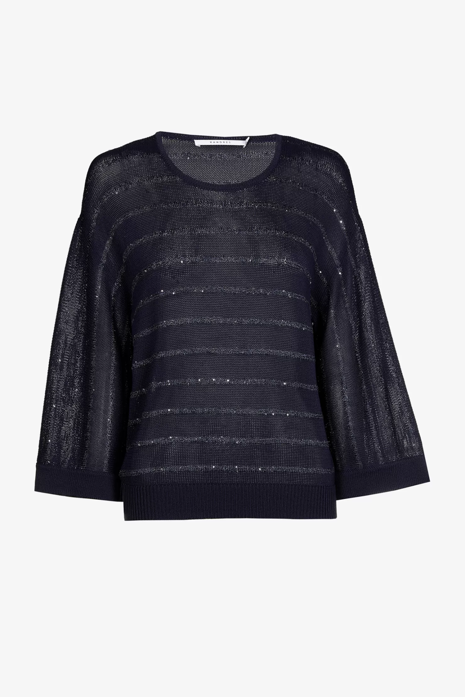 Xandres Gestreifter Pullover aus feiner Viskose NAVY Sale