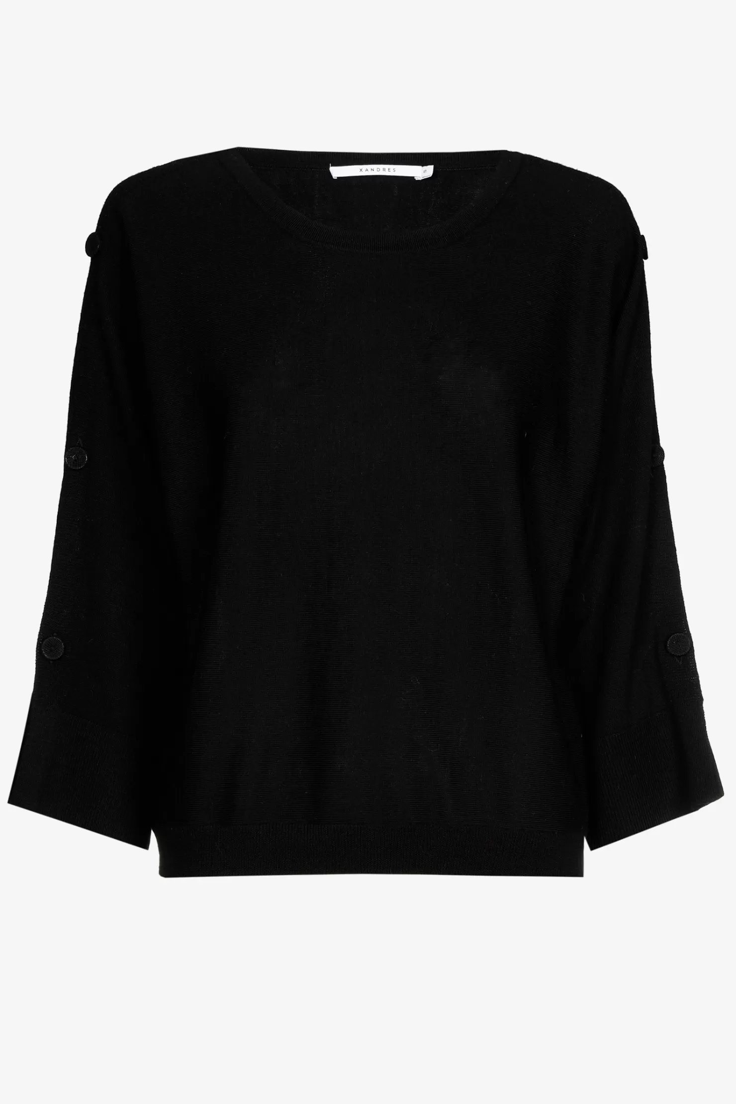 Xandres Pullover aus Merinowolle mit Knöpfen BLACK Clearance