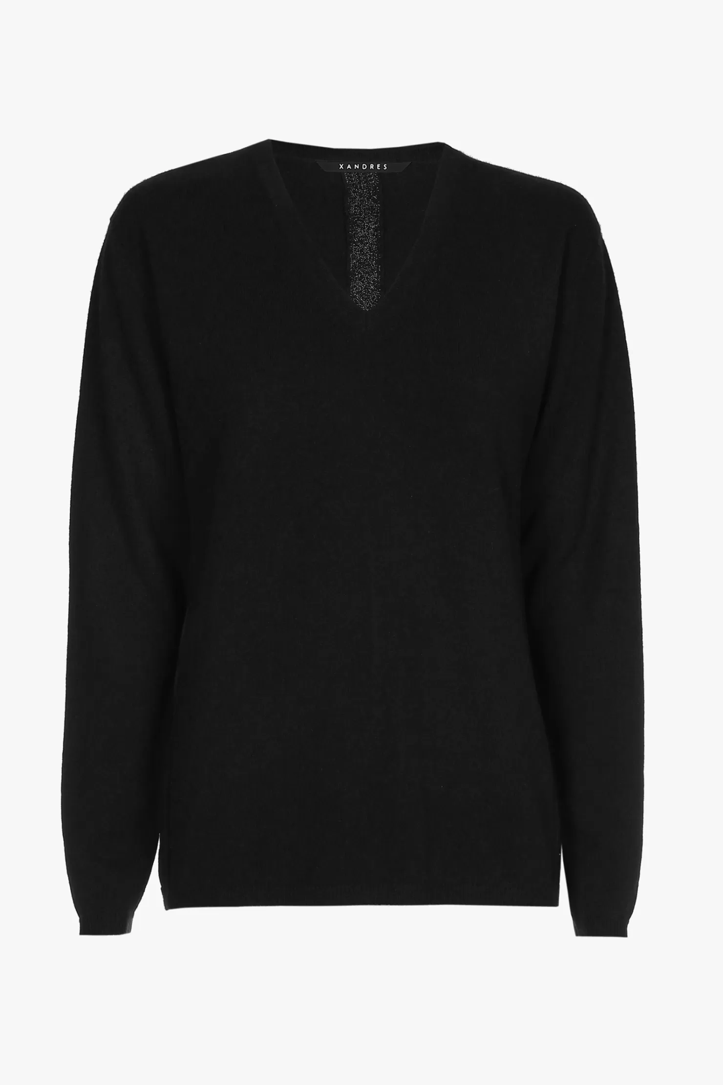 Xandres Schwarzer Cashmere Pullover mit V-Ausschnitt BLACK Store