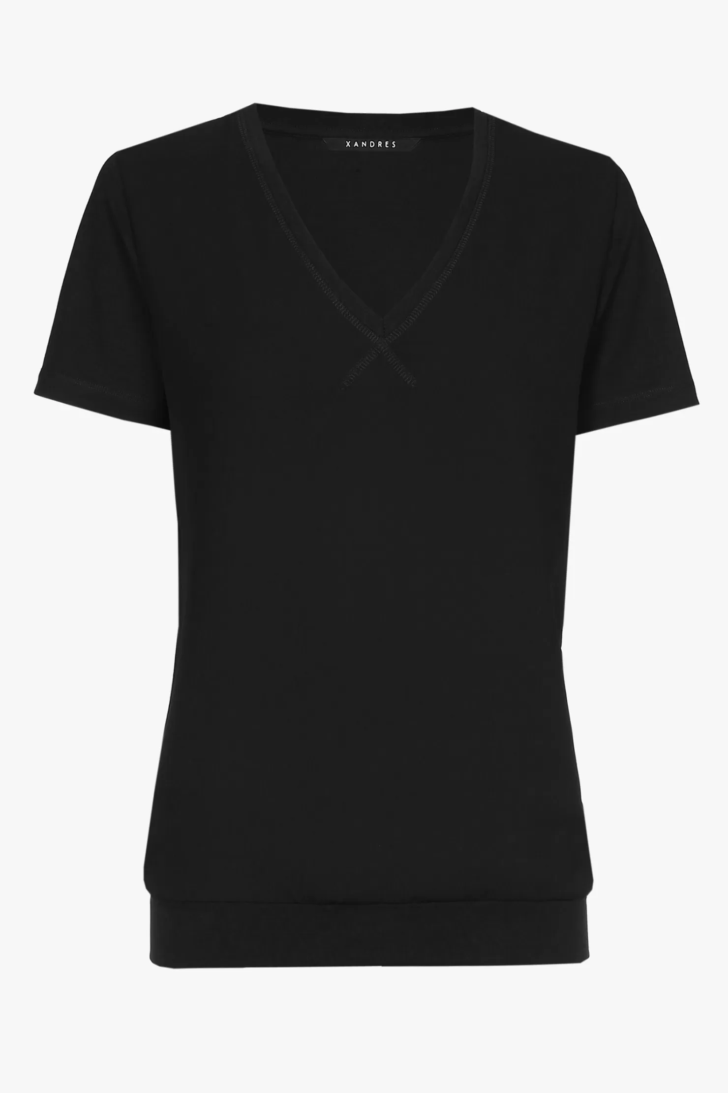 Xandres Schwarzes T-Shirt mit V-Ausschnitt. BLACK Best Sale