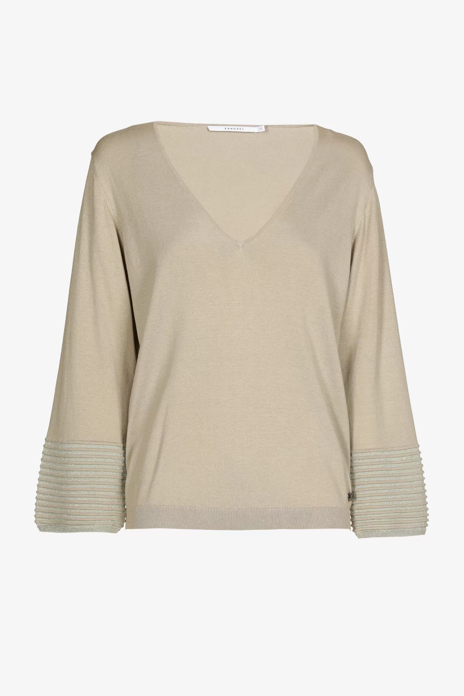 Xandres Sommerlicher Pullover mit Seidenanteil und Lurex TAUPE Clearance