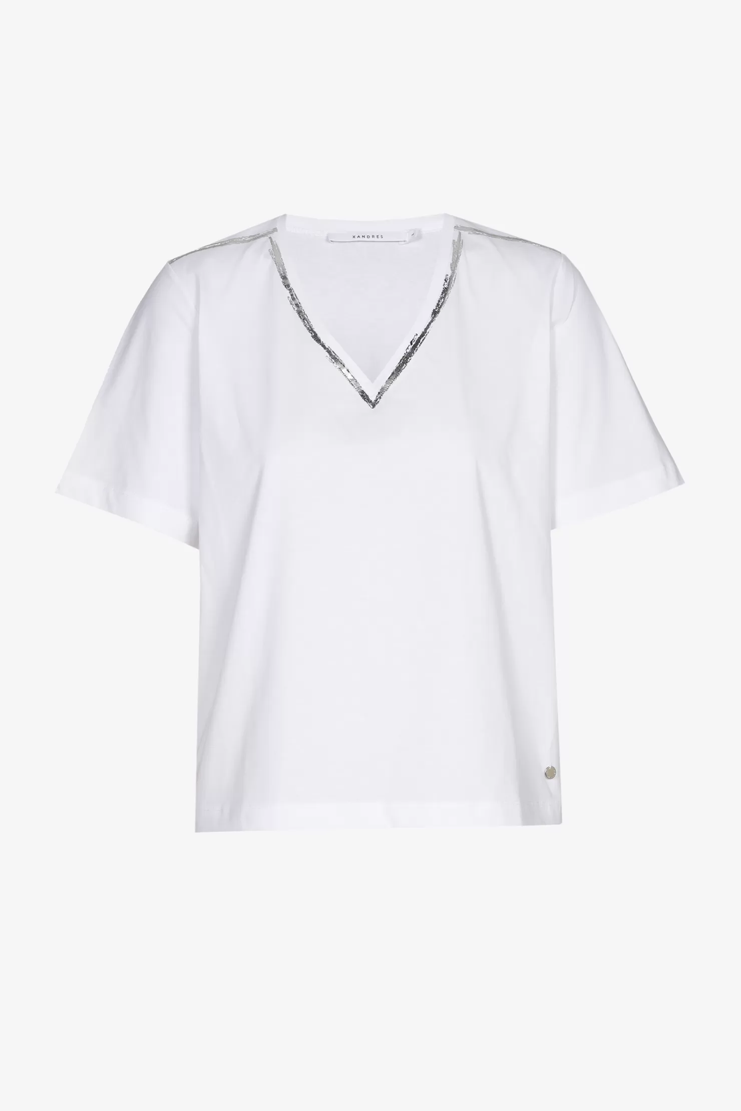 Xandres T-Shirt mit silbernem Detail WHITE Fashion