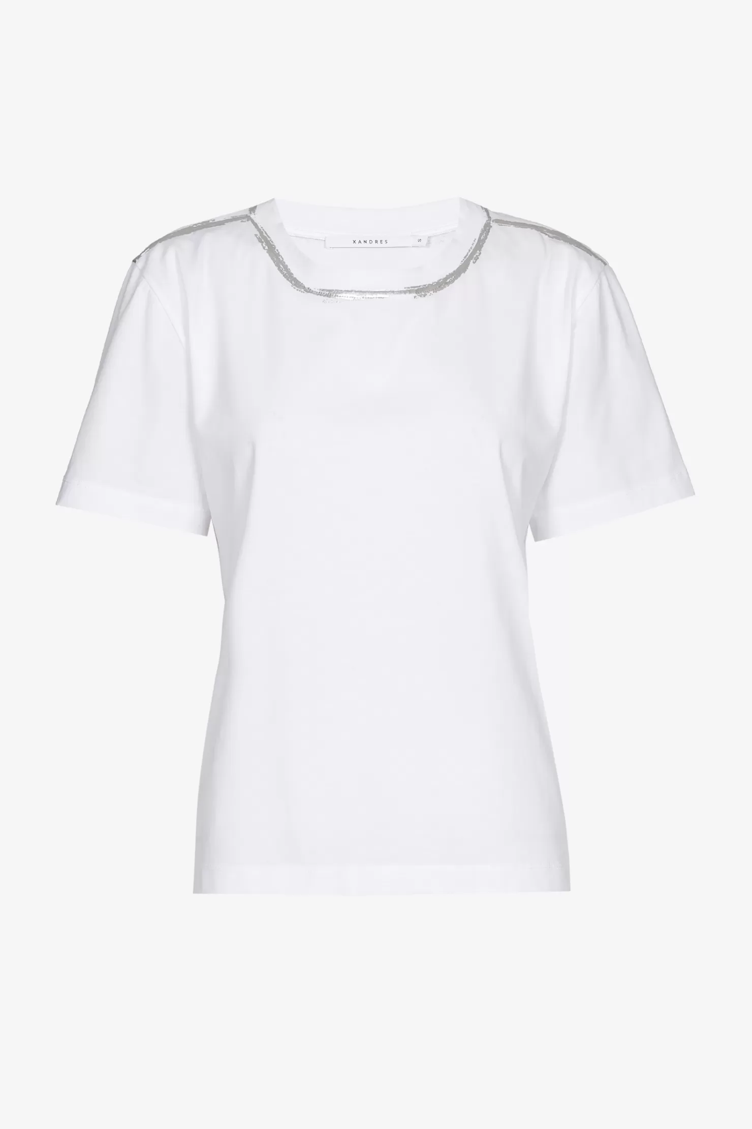 Xandres T-Shirt mit silbernem Detail am Hals WHITE Hot