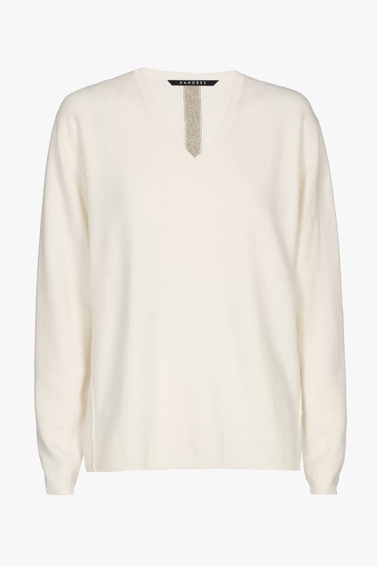 Xandres Weißer Cashmere Pullover mit V-Ausschnitt MOUNTBLANC Cheap